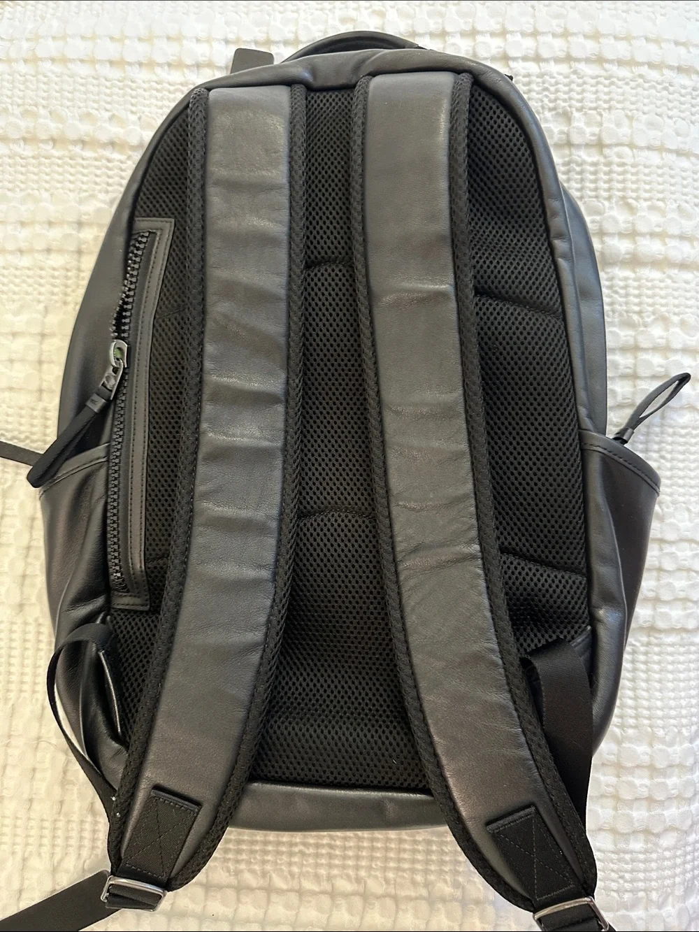 Coach Black Leather Men's Backpack with Embossed Logo